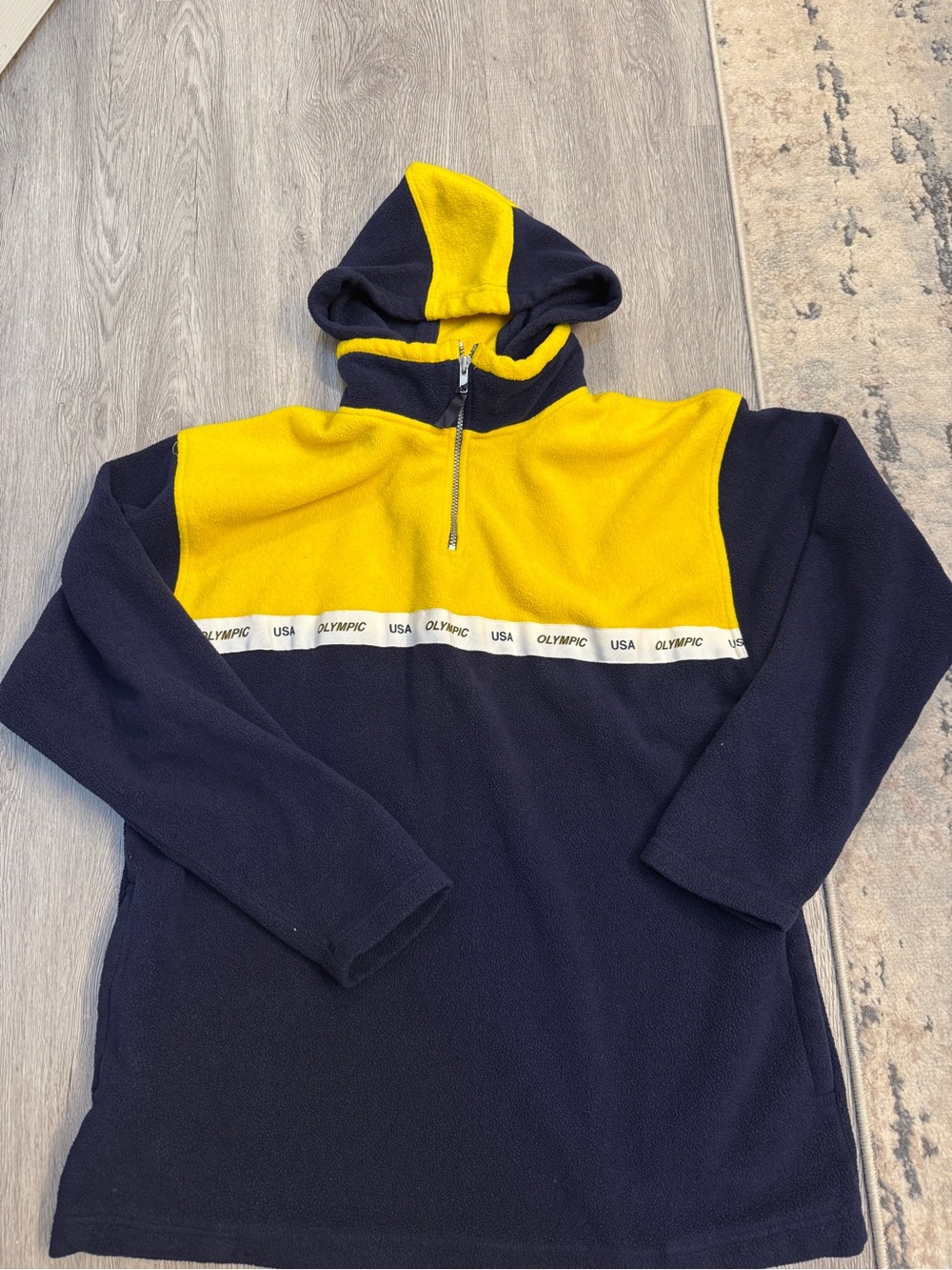 Vintage USA Olympics Hoodie Sweater Men’s XL Navy & Yellow JC Penney